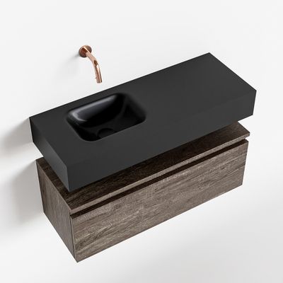Toiletmeubel Mondiaz Andor | 80 cm | Meubelkleur Dark brown | Lex vrijhangend wastafel Urban Links | Zonder kraangat