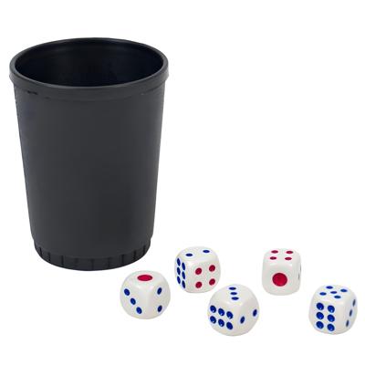 Gerimport Poker Dobbelstenen set - met beker - pokeren - onderweg / vakantie