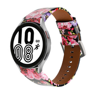 leren bandje - Bloemenprint - Samsung Galaxy watch 7 - 40mm & 44mm - thumbnail