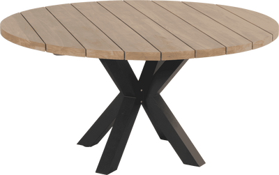 Hartman Ronde Tuintafel 'Stephanie' Teakhout, 150cm, kleur Naturel/Zwart
