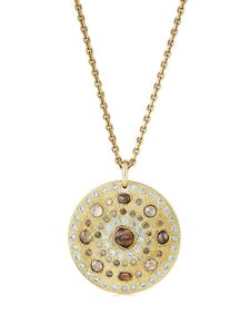 DE BEERS collier Talisman Medal en or 18ct pavé de diamants