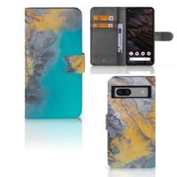 Google Pixel 7A | Bookcase | Marble Blue Gold