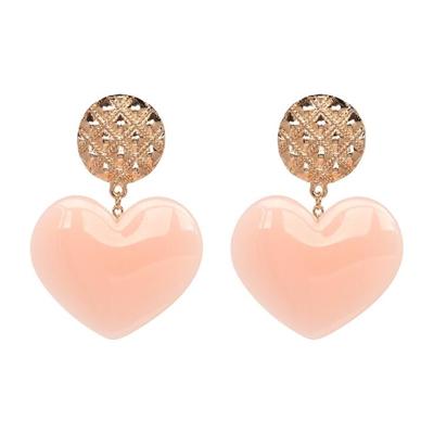 Perzik hart oorbellen retro serie acryl Stud Oorbellen voor vrouwen (huid roze)