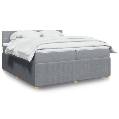 Boxspring met matras stof lichtgrijs 200x200 cm