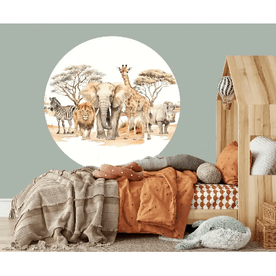 Designed4Kids muurcircel Safari Dieren-forex plaat / Ø 50 cm