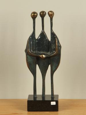 Bronzen beeld Samenwerking, 17 cm