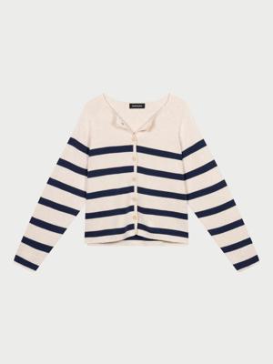 Katoenen gestreepte cardigan dubbelgebreid