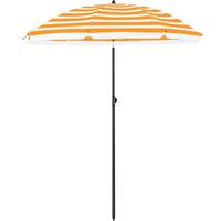 Stok Parasol, 160 cm Diamter, ronde / achthoekige tuinparasol van polyester, kantelbaar, met draagtas - oranje gestreept - thumbnail