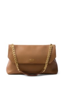 Prada grand sac porté épaule en cuir - Marron