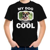 Honden liefhebber shirt Britse bulldog my dog is serious cool zwart voor kinderen XL (158-164)  -