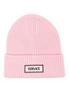 Versace bonnet nervuré à patch logo - Rose