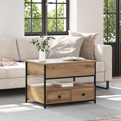 Koffietafel artisanaal eikenkleurig 70x50x50cm Geengineerd hout