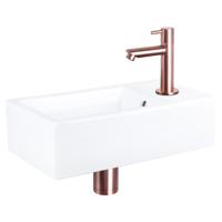 Differnz Force fonteinset keramiek - kraan recht - 40 x 22 x 11.5 cm - rood koper