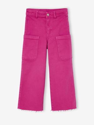 Wijde cargobroek voor meisjes fuchsia