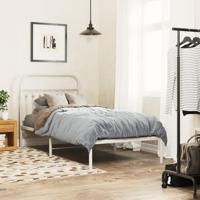 Bedframe met hoofdbord metaal wit 90x190 cm - thumbnail