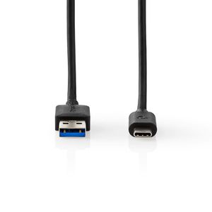 Nedis CCGW61600BK20 USB-kabel 2 m USB 3.2 Gen 1 (3.1 Gen 1) USB A USB C Zwart