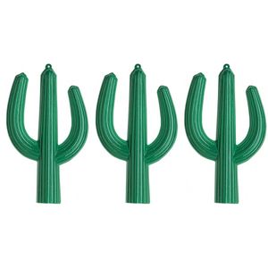 3x stuks PVC Mexicaanse thema decoratie 3D cactus 62 x 37 cm