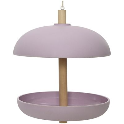 Vogel voedersilo hangend - lila paars - bamboe hout - 21 x 25 cm Vogel voedersilo hangend - lila paars - bamboe hout - 21 x 25 cm