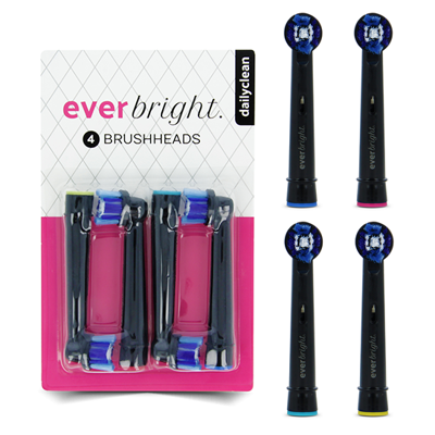 Everbright Everbright DailyClean opzetborstels zwart - 4 stuks