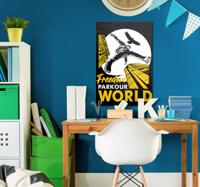 World parkour canvas schilderij geel zwart