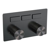 BRAUER Stripe 3-weg Inbouwthermostaat - drukknoppen - in- en afbouwdelen - gunmetal geborsteld PVD 5-GM-356