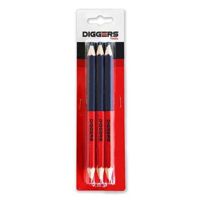 Diggers Duo Potlood | 17,6cm | Rood/Blauw | 3 Stuks - DIG418