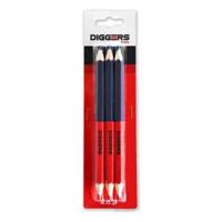 Diggers Duo Potlood | 17,6cm | Rood/Blauw | 3 Stuks - DIG418