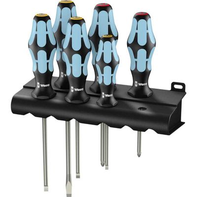 3334/6 Schroevendraaier-set, RVS + houder, 6-delig Schroevendraaier