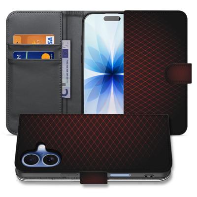 Apple iPhone 17 Hoesje | Bookcase | Geruit Rood Met 3 Pasjes