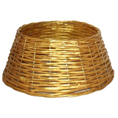 Kerstboomrok/kerstboommand - goud - gevlochten wilg - D28 cm en H16 cm - voor kerstboom van 120 cm