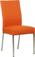 Oranje leren moderne eetkamerstoel Real - poot vierkant rvs - Toledo Leer Orange (oranje leer)