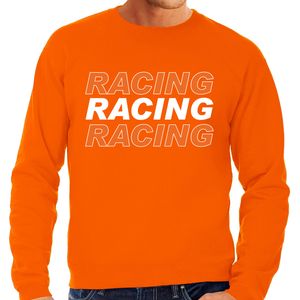 Grote maten Racing supporter / race fan sweater oranje voor heren