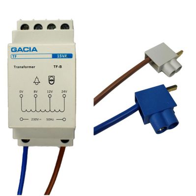 GACIA beltransformator uitbreidingset TF+ inclusief snoer en aansluitblokjes 8VA
