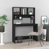 Bureau met schappen 102x45x148 cm bewerkt hout zwart