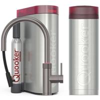 Quooker Flex Round Keukenkraan Set - Kokend Warm- en Koud Water - Uittrekbare Slang - Gunmetal - Inclusief PRO3 Reservoir & CUBE - Direct Gekoeld Bruisend Water