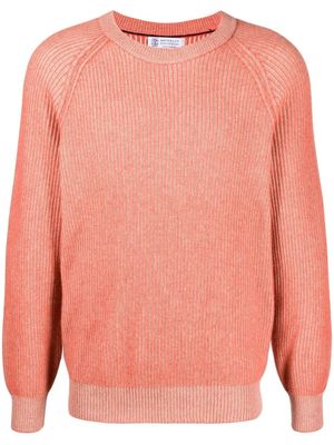 Brunello Cucinelli pull nervuré en cachemire - Orange
