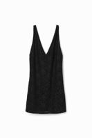 Mini-jurk kant bloemen - BLACK - L Mini-jurk kant bloemen - BLACK - L