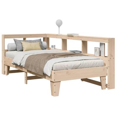Bed met boekenkast zonder matras massief grenenhout 90x200 cm
