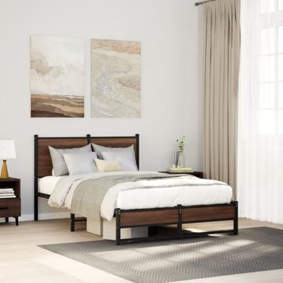 Bedframe zonder matras metaal bruin eikenkleurig 120x200 cm