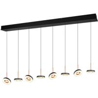 LED Hanglamp - Trio Select Guano - 8 Lichtpunten van 8 Watt - Dimbaar - Aanpasbare Lichtkleur - Hoogte Aanpasbaar zonder Contragewicht - Draaibaar - Coffee - Metaal
