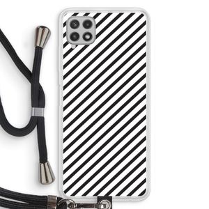 Strepen zwart-wit: Samsung Galaxy A22 4G Transparant Hoesje met koord