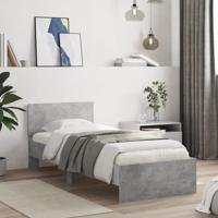 Bedframe met hoofdeinde bewerkt hout betongrijs 90x200 cm