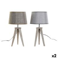 Bureaulamp DKD Home Decor Laken Grijs Bruin Linnen 250 V 60 W Pijnboom (30 x 30 x 57.5 cm) (2 pcs)