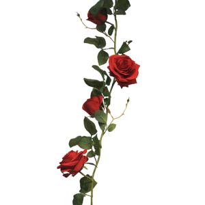 Kunstbloemen slinger rozen Emily - 145 cm - rood - guirlande - decoratie - bruiloft versiering