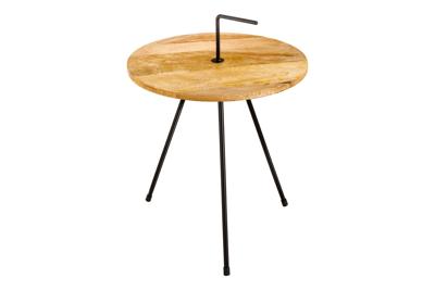 Side table SIMPLY CLEVER 60cm naturel mango hout carrying zwart handle - 44349