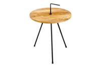 Side table SIMPLY CLEVER 60cm naturel mango hout carrying zwart handle - 44349
