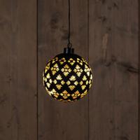 Glass Ball Baroque Black/Gold 12Cm / 10Led Warm White / - Annas collection