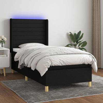 Boxspring met matras en LED stof zwart 90x190 cm