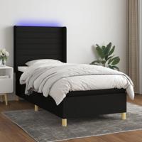 Boxspring met matras en LED stof zwart 90x190 cm