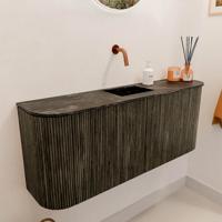 Toiletmeubel Mondiaz Joya Dlux | 103.2 cm | Meubelkleur Shadow | Faye wastafel Lava Wasbak Midden | Zonder kraangat(en)
